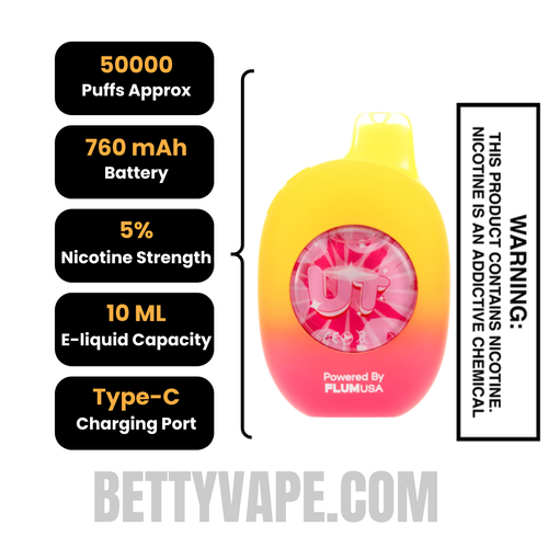 Banana Smoothy/Strawberry Flum UT Bar 50K Disposable Vape Specification Banana Smoothy/Strawberry Flum UT Bar 50K Disposable Vape Specification