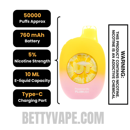 Mango/Strawberry Flum UT Bar 50K Disposable Vape Specifications Mango/Strawberry Flum UT Bar 50K Disposable Vape Specifications