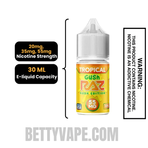 Tropical Gush RAZ Salt Nic Juice 30 ML Specification