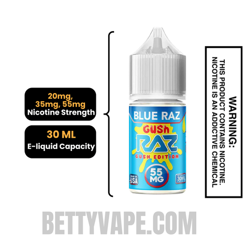 Blue Raz Gush RAZ Salt Nic Juice 30 ML Specification