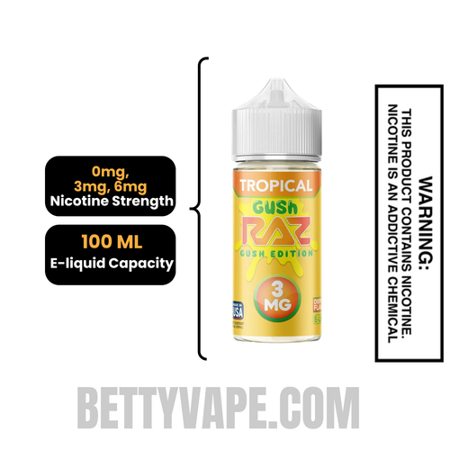 Tropical Gush RAZ Vape Juice 100 ML Specification