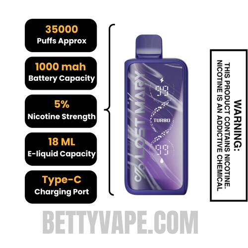 Mountain Berry Lost Mary MT35000 Turbo Vape specifications