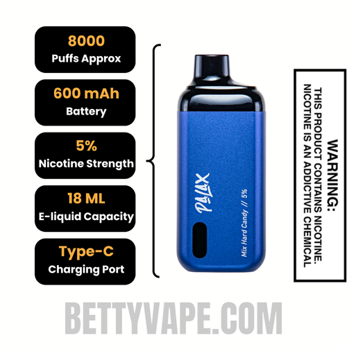 Mix Hard Candy Palax KC8000 Disposable Vape Specifications