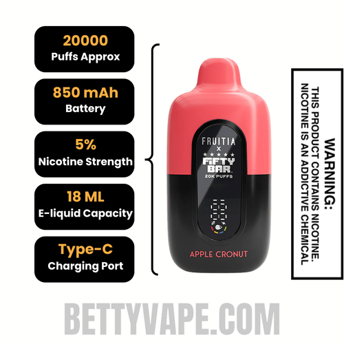 Apple Cronut Fruitia X Fifty Bar 20K Disposable Vape Specifications