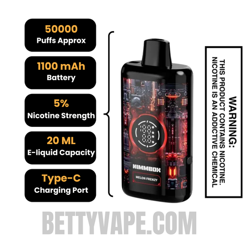 Melon Frenzy Nimmbox MECHA 50K Disposable Vape Specifications