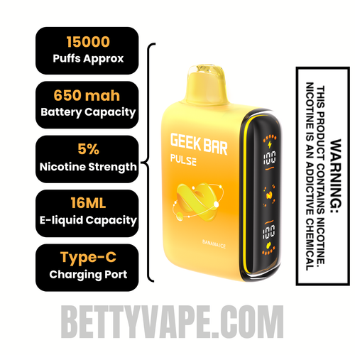 Banana Ice Geek Bar Pulse Disposable Vape Specifications