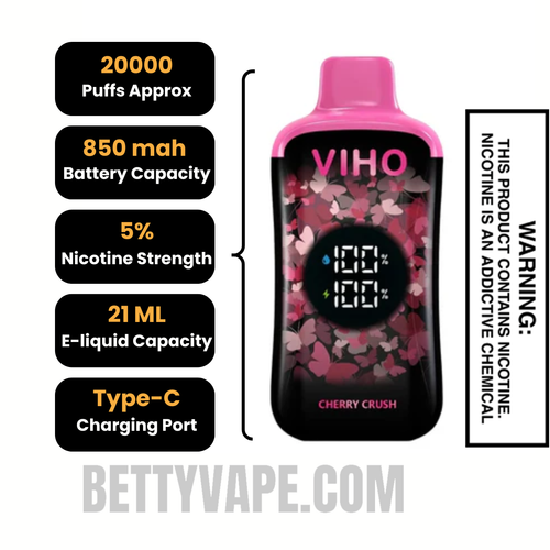Cherry Crush VIHO Supercharge Pro 20K Disposable Vape Specifications