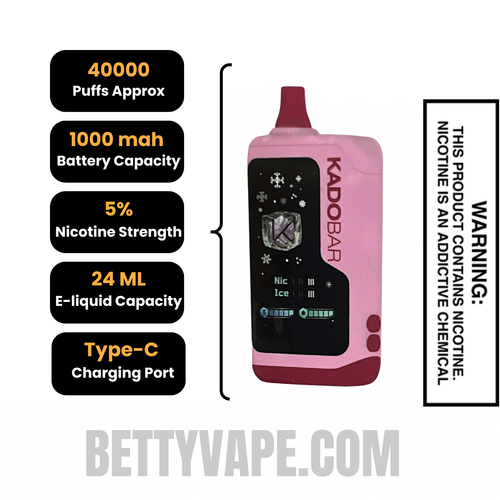 Iced Blackberry Pop Kado Bar NI40000 Ice-Nic Control Disposable Vape Specifications
