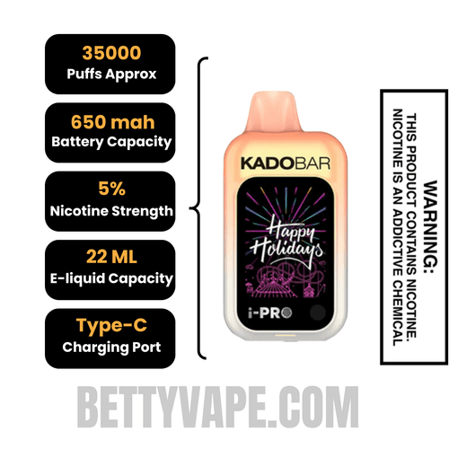 Pushin Peach Kado Bar i-Pro 35K Disposable Vape Specifications