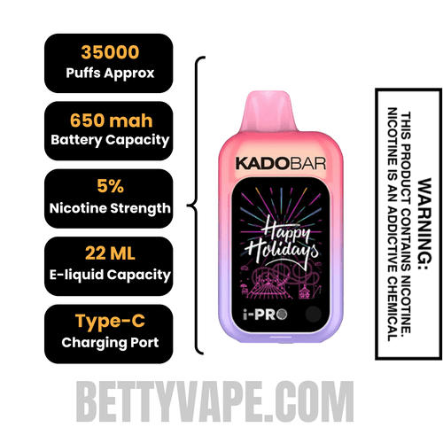 Cherry Strawberry Watermelon Kado Bar i-Pro 35K Disposable Vape Specifications