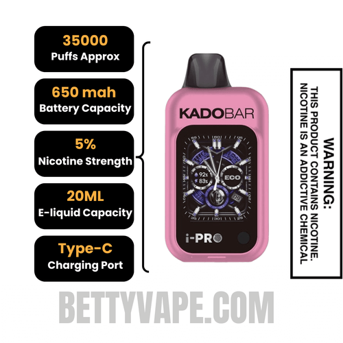 Strawberry Slushy Kado Bar i-Pro 35K Disposable Vape Specifications