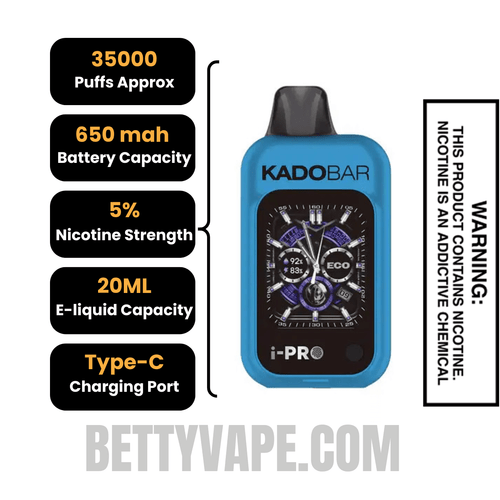 Blueberry Watermelon Kado Bar i-Pro 35K Disposable Vape Specifications