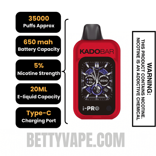 California Cherry Kado Bar i-Pro 35K Disposable Vape Specifications