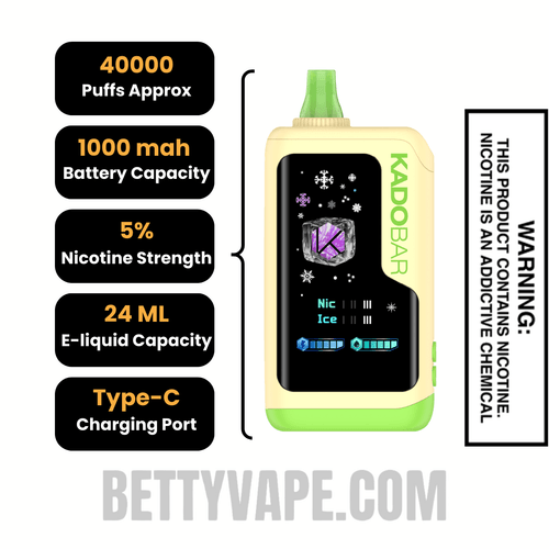 Sunny Tart Kado Bar NI40K Ice-Nic Control Disposable Vape Specifications