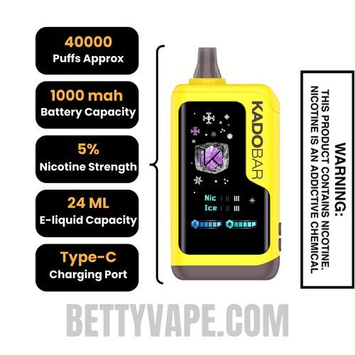 Banana Taffy Freeze Kado Bar NI40K Ice-Nic Control Disposable Vape Specifications