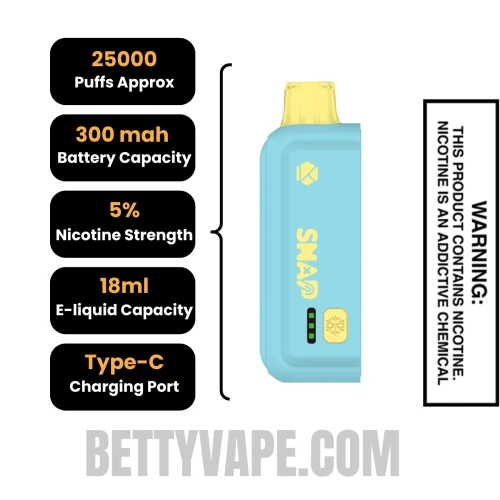Menthol Kado Bar Snap 25K Disposable Vape Pod Specifications