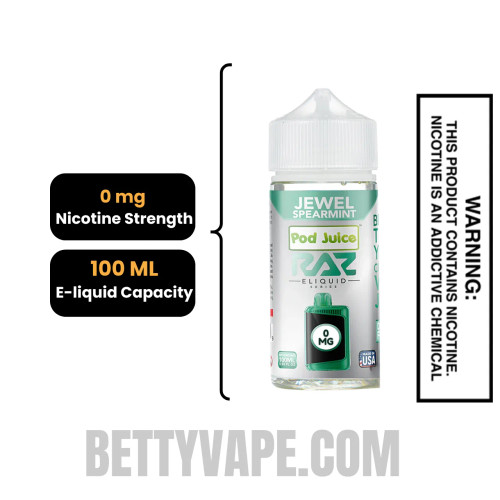 Jewel Spearmint Pod Juice X RAZ Vape Juice 100 ML Specifications