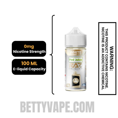 White Gummy Ice Pod Juice X RAZ Vape Juice 100 ML Specifications