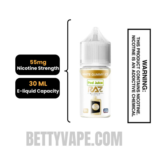 White Gummy Ice Pod Juice X RAZ Salt Nic juice 30 ML Specifications