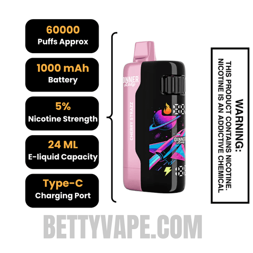 Cherry Strazz Dinner Lady Galax 60K Disposable Vape Specifications