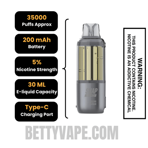 Clear Dinner Lady Snap Pro Intense 35K Pre-filled Replacement Pod Specifications
