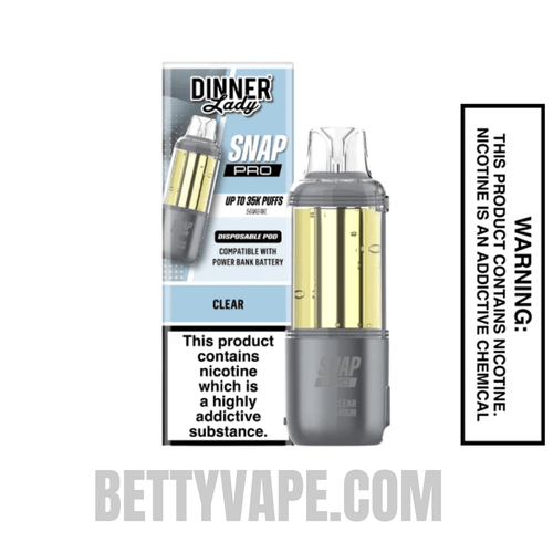 Clear Dinner Lady Snap Pro 35K Disposable Vape Pod With Package Box