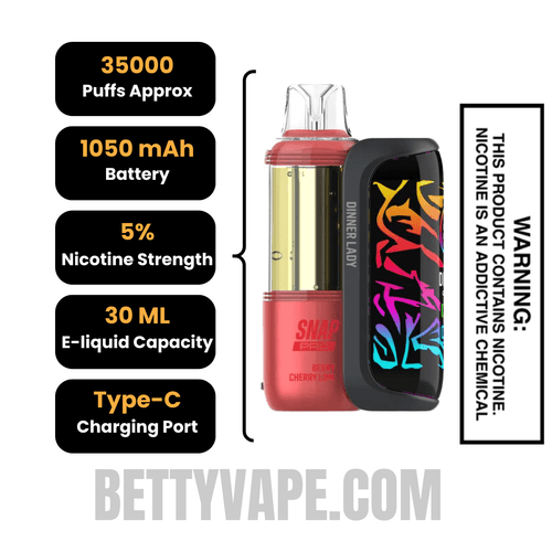 Berry Cherry Lime Dinner Lady Snap Pro 35K Disposable Vape Kit Specifications