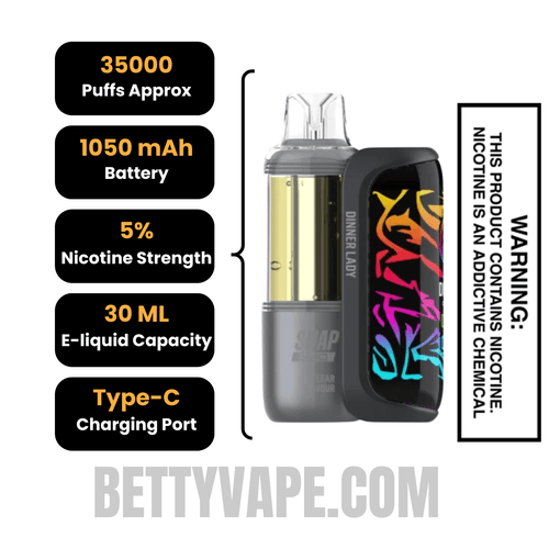 Clear Dinner Lady Snap Pro 35K Disposable Vape Kit Specifications