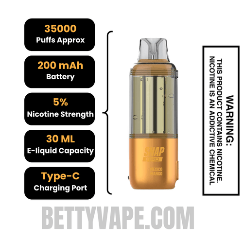Mexico Mango Dinner Lady Snap Pro Intense 35K Pre-filled Replacement Pod Specifications
