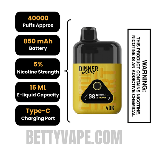 Lemon Tart Dinner Lady 40K Disposable Vape Specifications