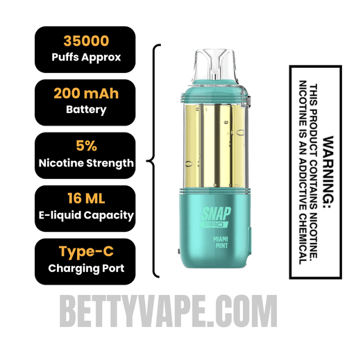 Miami Mint Dinner Lady Snap Pro 35K Disposable Vape Pod Specifications
