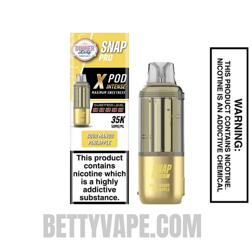 Sour Mango Pineapple Dinner Lady Snap Pro Intense 35K Pre-filled Replacement Pod With Package Box