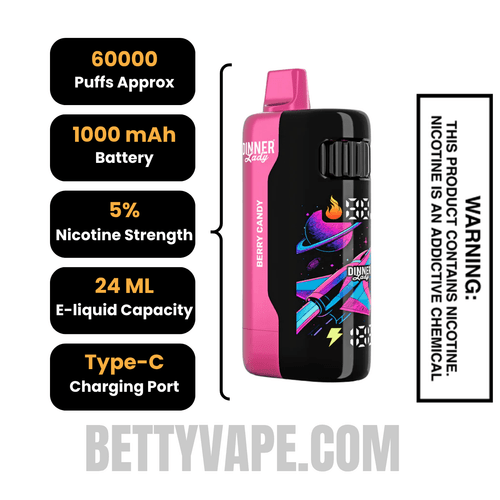 Berry Candy Dinner Lady Galax 60K Disposable Vape Specifications