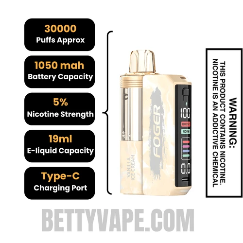 Vanilla Ice Cream Foger Switch Pro 30K Disposable Vape Kit Specifications
