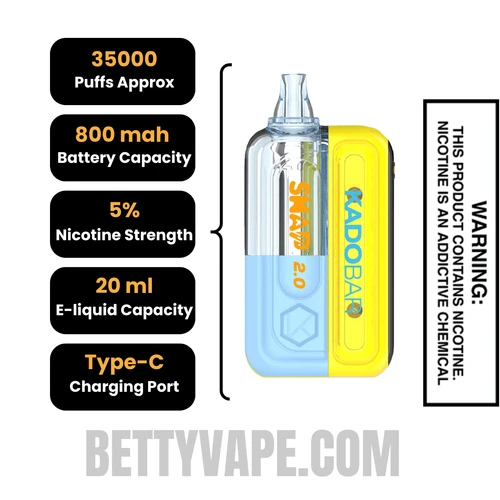 Sour Fcuking Fab Kado Bar Snap 2.0 35K Disposable Vape Kit Specifications
