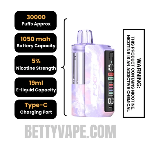 Blueberry Cotton Candy Foger Switch Pro 30K Disposable Vape Kit Specifications