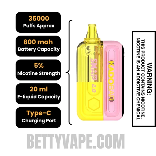 Strawberry Banana Kado Bar Snap 2.0 35K Disposable Vape Kit Specifications