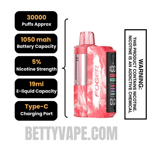 California Cherry Foger Switch Pro 30K Disposable Vape Kit Specifications