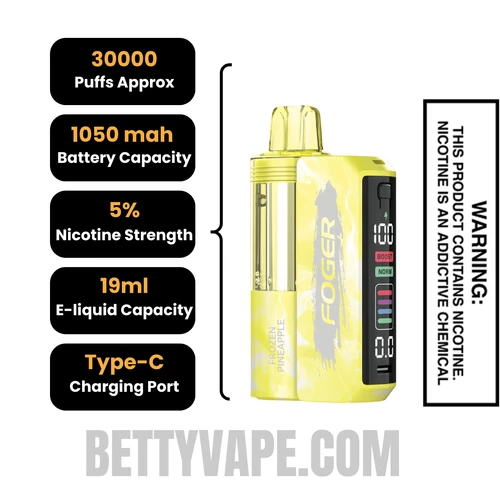 Frozen Pineapple Foger Switch Pro 30K Disposable Vape Kit Specifications