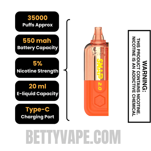 Mexican Mango Kado Bar Snap 2.0 35K Disposable Vape Pod Specification