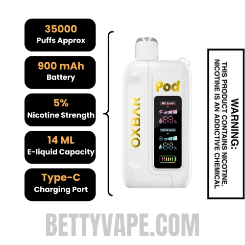 Jewel Tobacco OXBAR X Pod Juice Nic-Switch 35K Disposable Vape Specifications