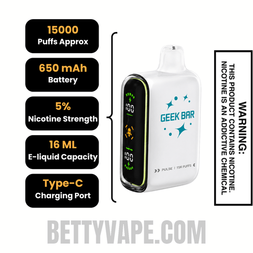 Clear Geek Bar Pulse Disposable Vape Specifications