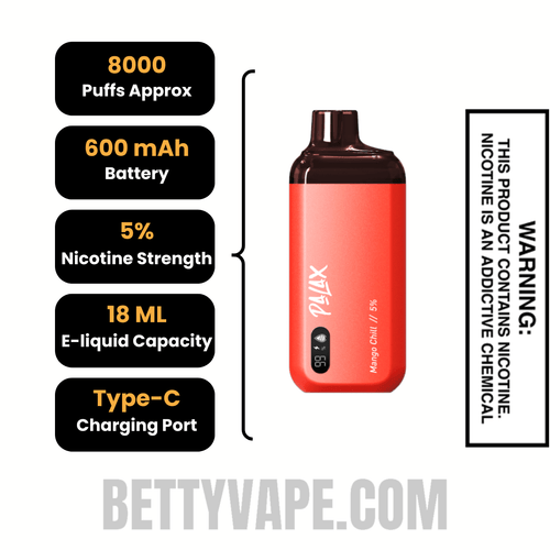 Mango Chill Palax KC8000 Disposable Vape Specifications
