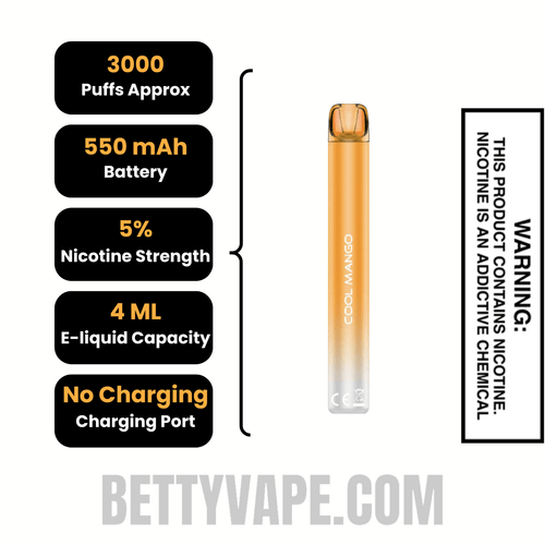 Cool Mango Voom Mesh 3000 Puffs Disposable Vape Specifications