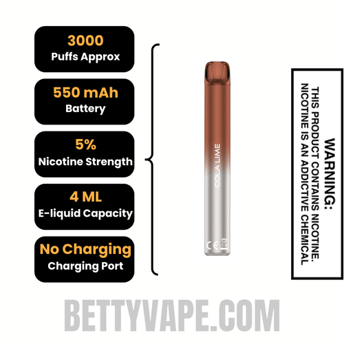 Cola Lime Voom Mesh 3000 Puffs Disposable Vape Specifications