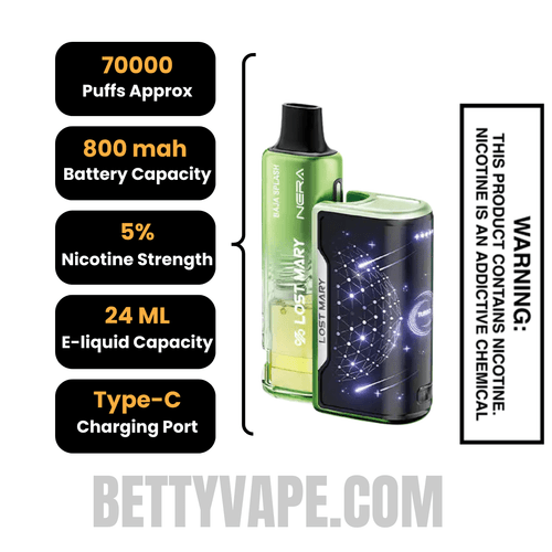 Baja Splash & Hawaiian Punch Lost Mary Nera Fullview 70K Disposable Vape Kit Specifications