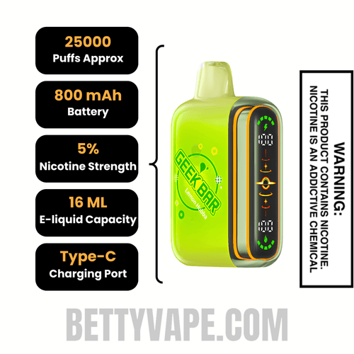 Lemon Geek Bar Pulse 2 Hubba Edition Disposable Vape Specifications