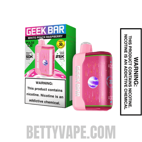 White Peach Raspberry Geek Bar Pulse X2 Disposable Vape Specifications