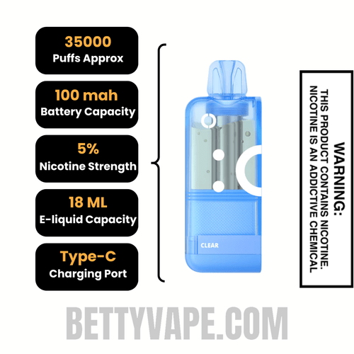Clear Off Stamp X Crystal Cube 35K Disposable Vape Pod Specifications