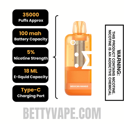 Mexican Mango Off Stamp X Crystal Cube 35K Disposable Vape Pod Specification